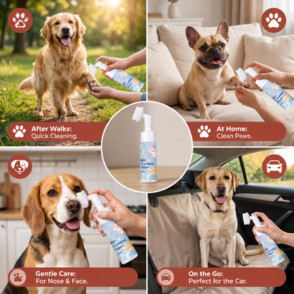 Waterless & Gentle Paw Cleaning Foam with Brush for Dogs