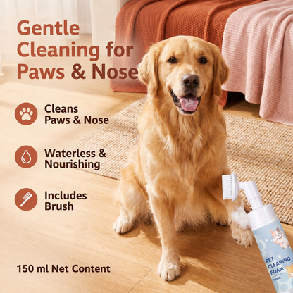 Waterless & Gentle Paw Cleaning Foam with Brush for Dogs