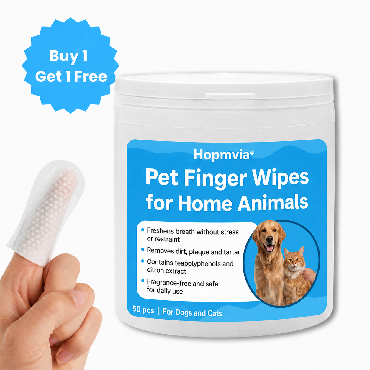 Pet-specific wipes, pet teeth-cleaning finger cots, non-woven wipes, disposable finger toothbrushes for dogs and cats, oral cleaning and tartar removal.