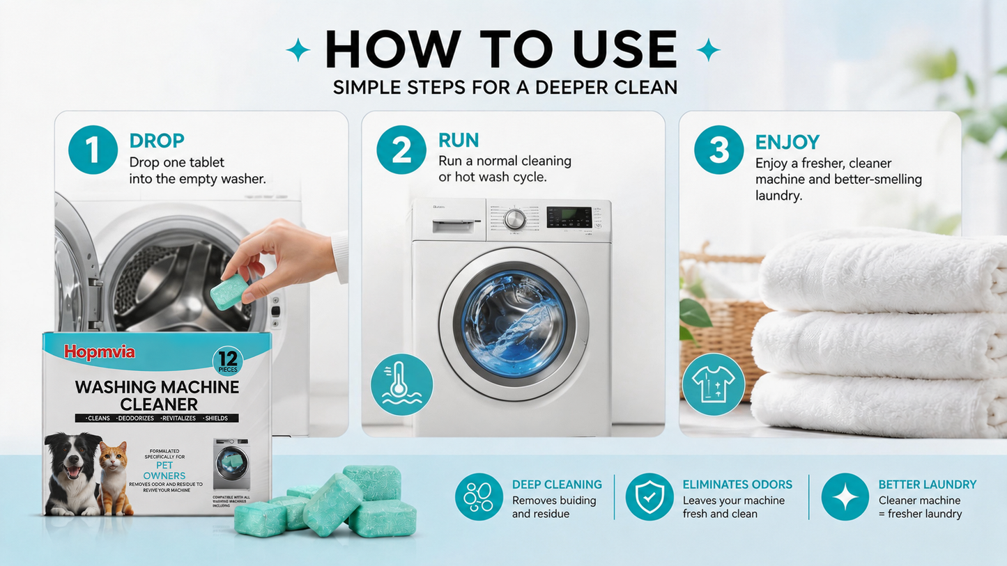 🔥Enjoy 49% OFF today--Washing Machine Cleaner Tablets – Deep Clean Washer Odors, Residue & Pet Hair Buildup