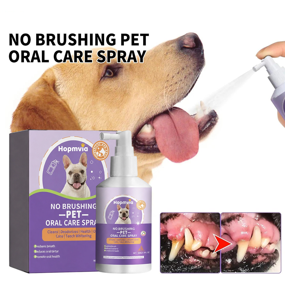Hopmvia™ Pet Dental Care Spray – Dental Care & Fresh Breath
