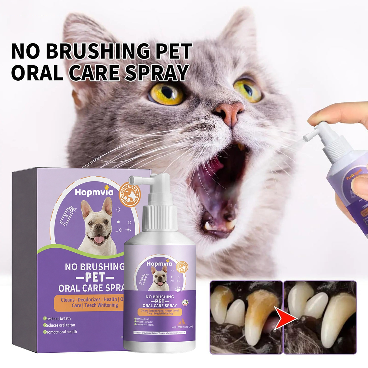 Hopmvia™ Pet Dental Care Spray – Dental Care & Fresh Breath