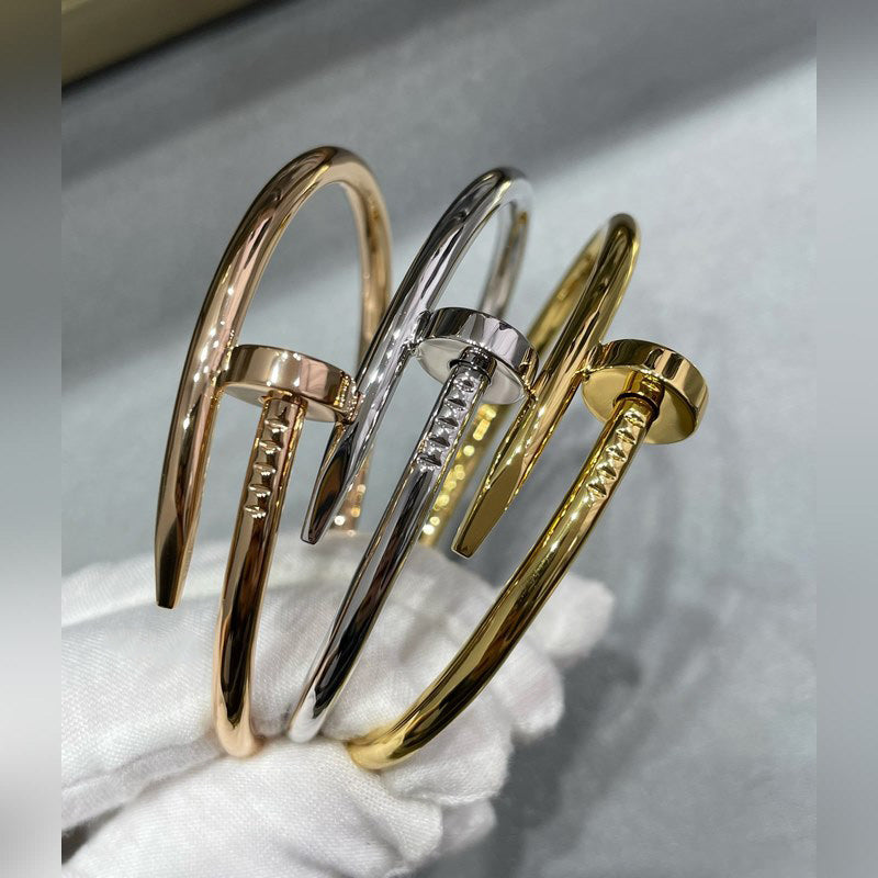 V-Gold Diamond Pavé Screw Cuff for Couples - Titanium Steel Open-Close Clasp