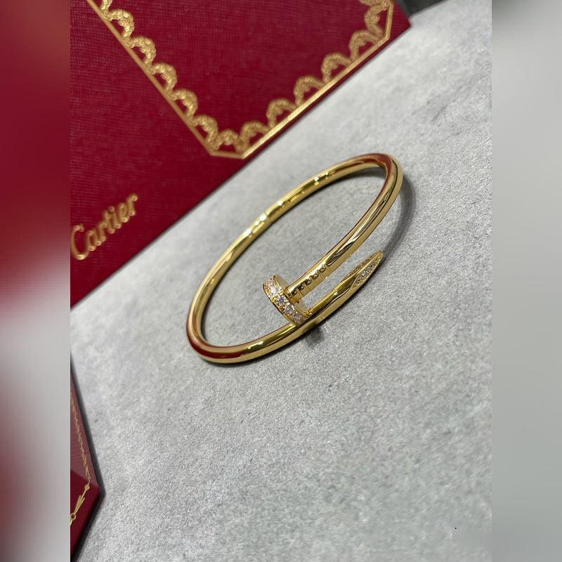 V-Gold Diamond Pavé Screw Cuff for Couples - Titanium Steel Open-Close Clasp