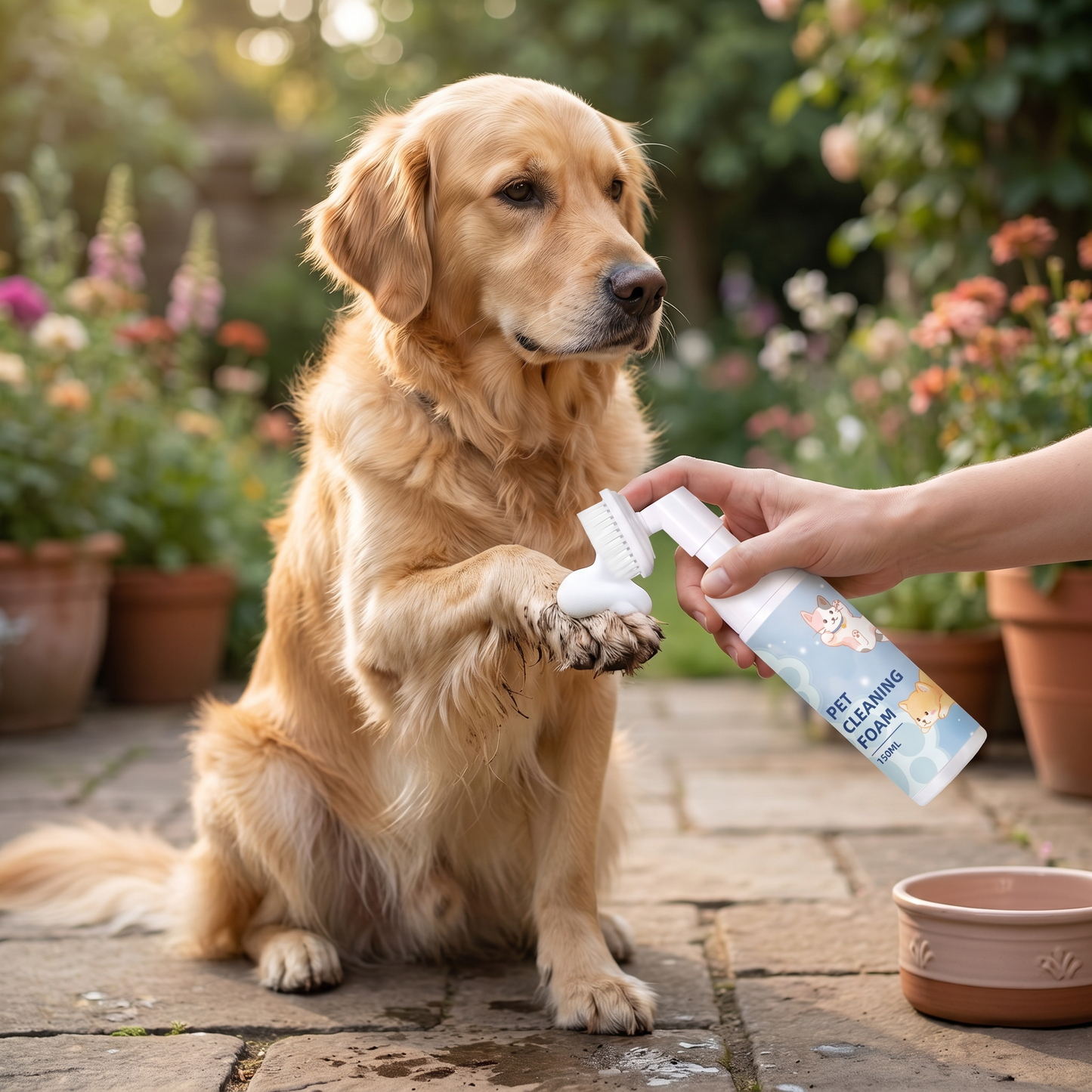 Waterless & Gentle Paw Cleaning Foam with Brush for Dogs